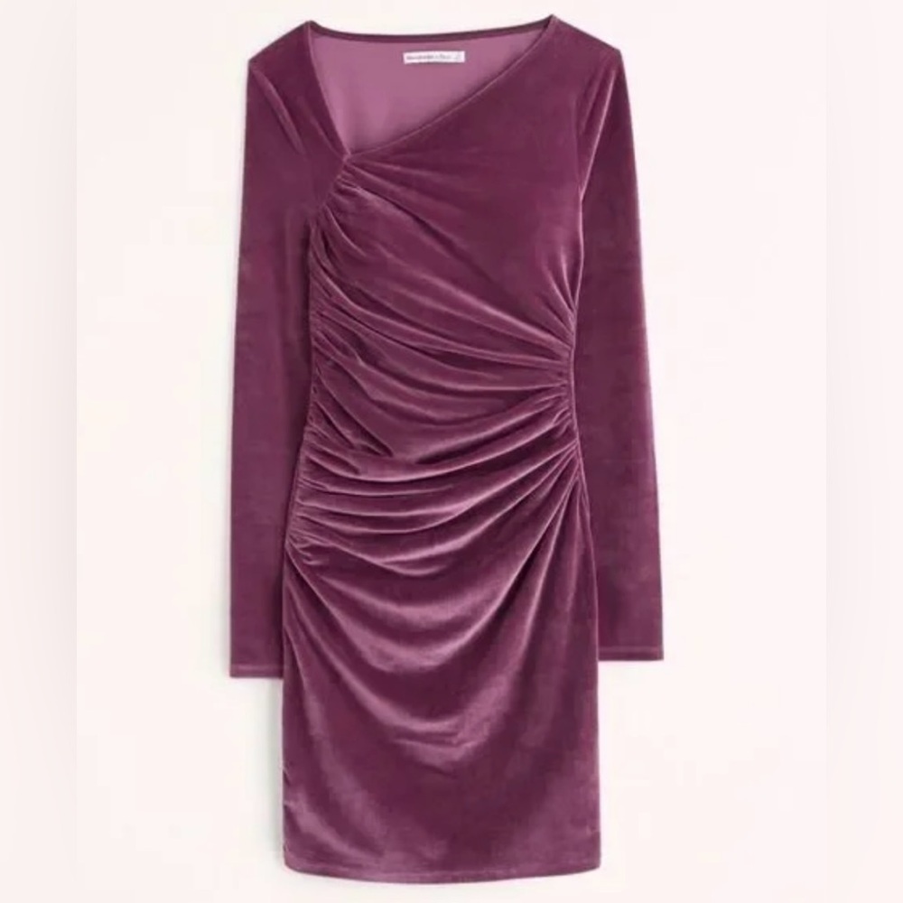 Abercrombie & Fitch Long Sleeve Velvet Dress - Purple